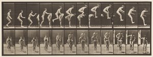 Plaat 168. Springen; Over de rug van een jongen (Leap Frog) door Eadweard Muybridge