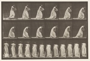 Buigen, waaier in rechterhand door Eadweard Muybridge