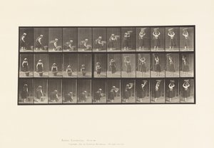 Plaat 230. 30 lb mand van grond naar hoofd tillen, draaien, 1885 door Eadweard Muybridge