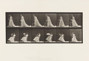 Stoel plaatsen, zitten en waaier flirten door Eadweard Muybridge
