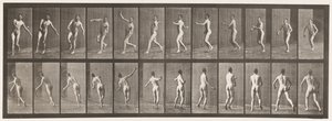 Cricket; bovenarm bowlen door Eadweard Muybridge