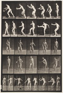 Voetbal; dropkick door Eadweard Muybridge