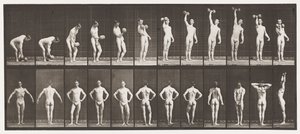 Plaat 321. A, een 50 lb halter tillen; B, poseren door Eadweard Muybridge