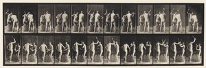 Plaat 375. Smid, twee modellen, hameren op aambeeld door Eadweard Muybridge