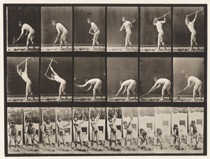 Plaat 385. Boer, met een houweel, 1872-1885 door Eadweard Muybridge