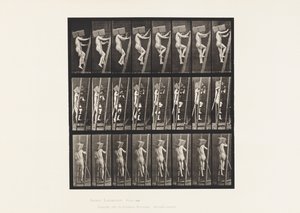 Handvol bakstenen een ladder op dragen door Eadweard Muybridge