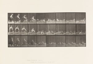 Plaat 455. Zichzelf op een Hoop Hooi Gooien door Eadweard Muybridge