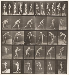 Plaat 521. A, Wandelen; B, Stap omhoog; C, Schijf werpen door Eadweard Muybridge