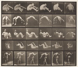 Plaat 522. A, 97 Springen; B, 98 Handstand; C, 98 Salto door Eadweard Muybridge