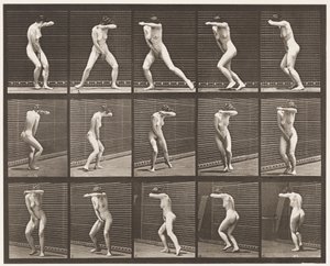 Omdraaien van schrik en wegrennen door Eadweard Muybridge