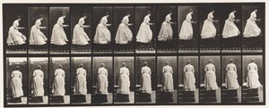 Plaat 95. Trap oplopen, een kom in handen, 1885 door Eadweard Muybridge