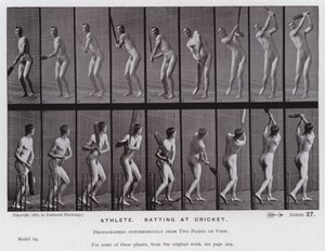 De menselijke figuur in beweging: Atleet, slaan bij cricket door Eadweard Muybridge