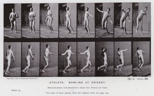 De menselijke figuur in beweging: Atleet, bowlen bij cricket door Eadweard Muybridge