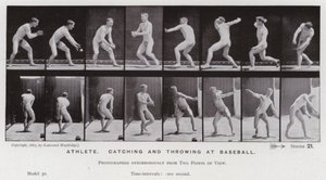De menselijke figuur in beweging: Atleet, vangen en gooien bij honkbal door Eadweard Muybridge