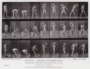 Het Menselijk Lichaam in Beweging: Atleet, een rots van 75 pond werpend door Eadweard Muybridge