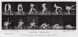 De menselijke figuur in beweging: Atleten, worstelen door Eadweard Muybridge