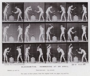 De menselijke figuur in beweging: Smid, hameren op een aambeeld door Eadweard Muybridge