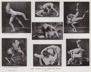 De menselijke figuur in beweging: Enkele fasen in een worstelwedstrijd door Eadweard Muybridge