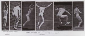 De menselijke figuur in beweging: Enkele fasen van een staande hoogsprong door Eadweard Muybridge