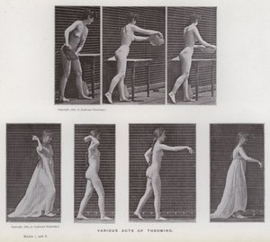 De menselijke figuur in beweging: Verschillende handelingen van gooien door Eadweard Muybridge