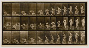 Vrouw zittend op de grond, uit het boek Animal Locomotion door Eadweard Muybridge