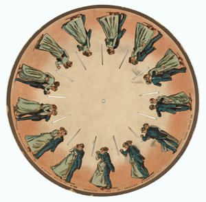 Zoopraxiscope-schijf met een dansend paar, 1893 door Eadweard Muybridge