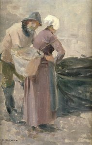 De Huisvrouw Bekijkt de Vangst van de Visser, ca. 1900 door Eanger Irving Couse