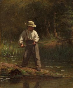 Jongen aan het Vissen, c.1860 door Eastman Johnson