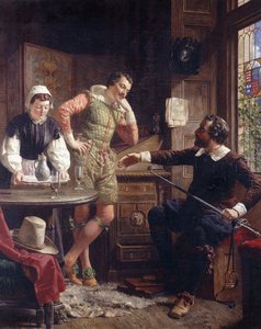 Ben Jonson beschrijft zijn duel aan Drummond in Hawthornden door Ebenezer Crawford