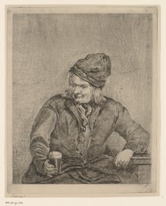 Oude man met glas en pijp in de hand door Eberhard Cornelis Rahms