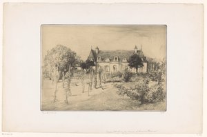 Gezicht op een tuin bij een huis