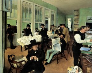 Een katoenbureau in New Orleans door Edgar Degas