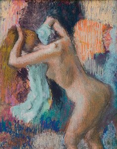 Na het bad, vrouw die zichzelf droogt door Edgar Degas