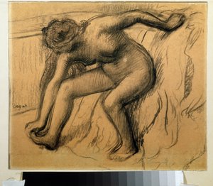 Na het bad. Tekening door Edgar Degas (1834-1917) door Edgar Degas