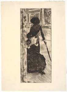 In het Louvre: De schilderkunst (Mary Cassatt) door Edgar Degas