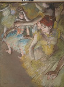 Balletdansers op het podium door Edgar Degas