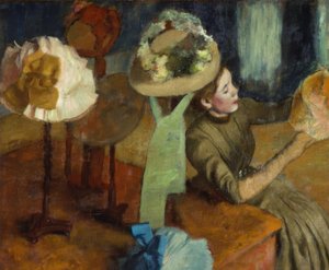 Bij de hoedenmaakster door Edgar Degas