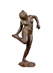 Danseres kijkt naar de zool van haar rechtervoet, ca. 1890 door Edgar Degas