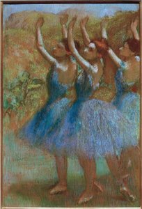 Drie danseressen in blauw door Edgar Degas