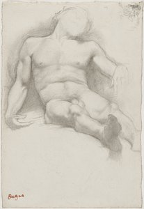 Étude - Homme Nu Couché door Edgar Degas