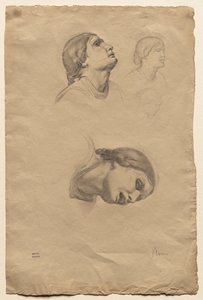 Vier studies van het hoofd van een jonge Italiaanse vrouw, 1856 door Edgar Degas