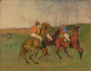 Jockeys en Renpaarden door Edgar Degas