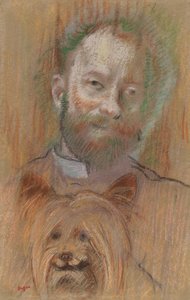 Ludovic Lepic met zijn hond door Edgar Degas