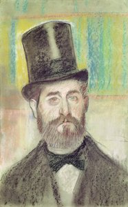 Man met een operahoed door Edgar Degas