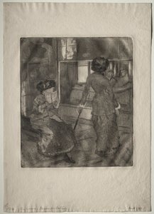 Mary Cassatt in het Louvre: De Etruskische galerij door Edgar Degas