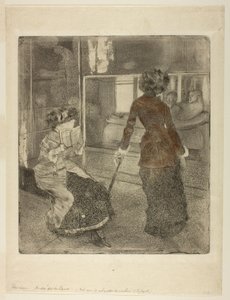 Mary Cassatt in het Louvre: De Etruskische Galerij door Edgar Degas