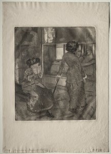 Mary Cassatt in het Louvre: De Etruskische Galerij, 1879-1880 door Edgar Degas