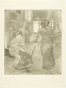 Mary Cassatt in het Louvre: De Etruskische Galerij door Edgar Degas