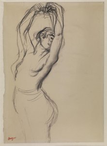 Naakte danseres met opgeheven armen