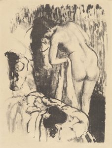 Naakte vrouw staand, zichzelf drogend, ca. 1890 door Edgar Degas